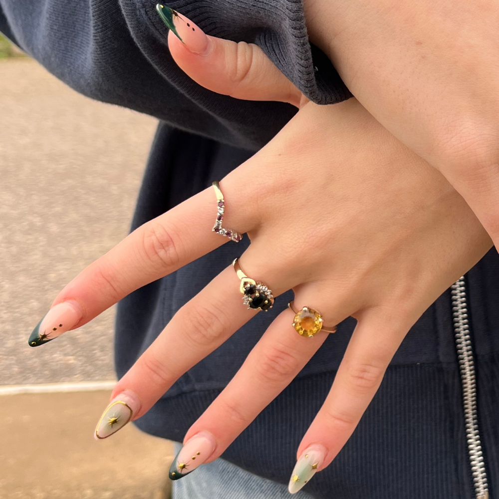 9ct Gold Sapphire and CZ ring