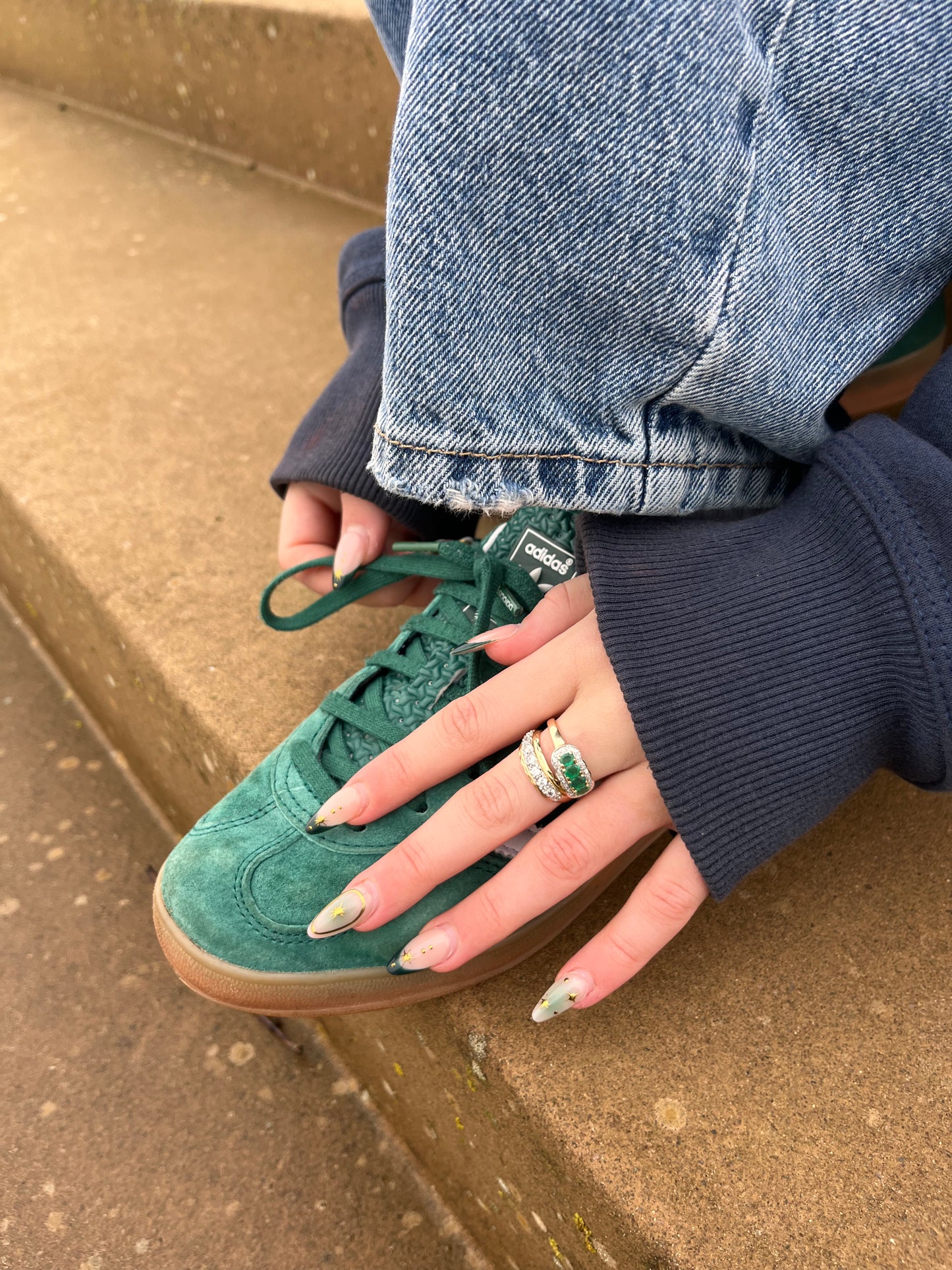 9ct Gold Emerald and Diamond Set Ring