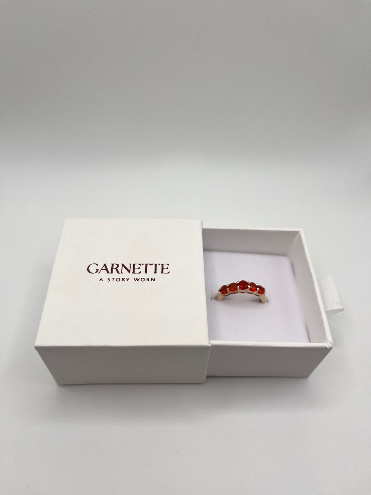 9ct Gold 5 Stone Orange Topaz Set Ring