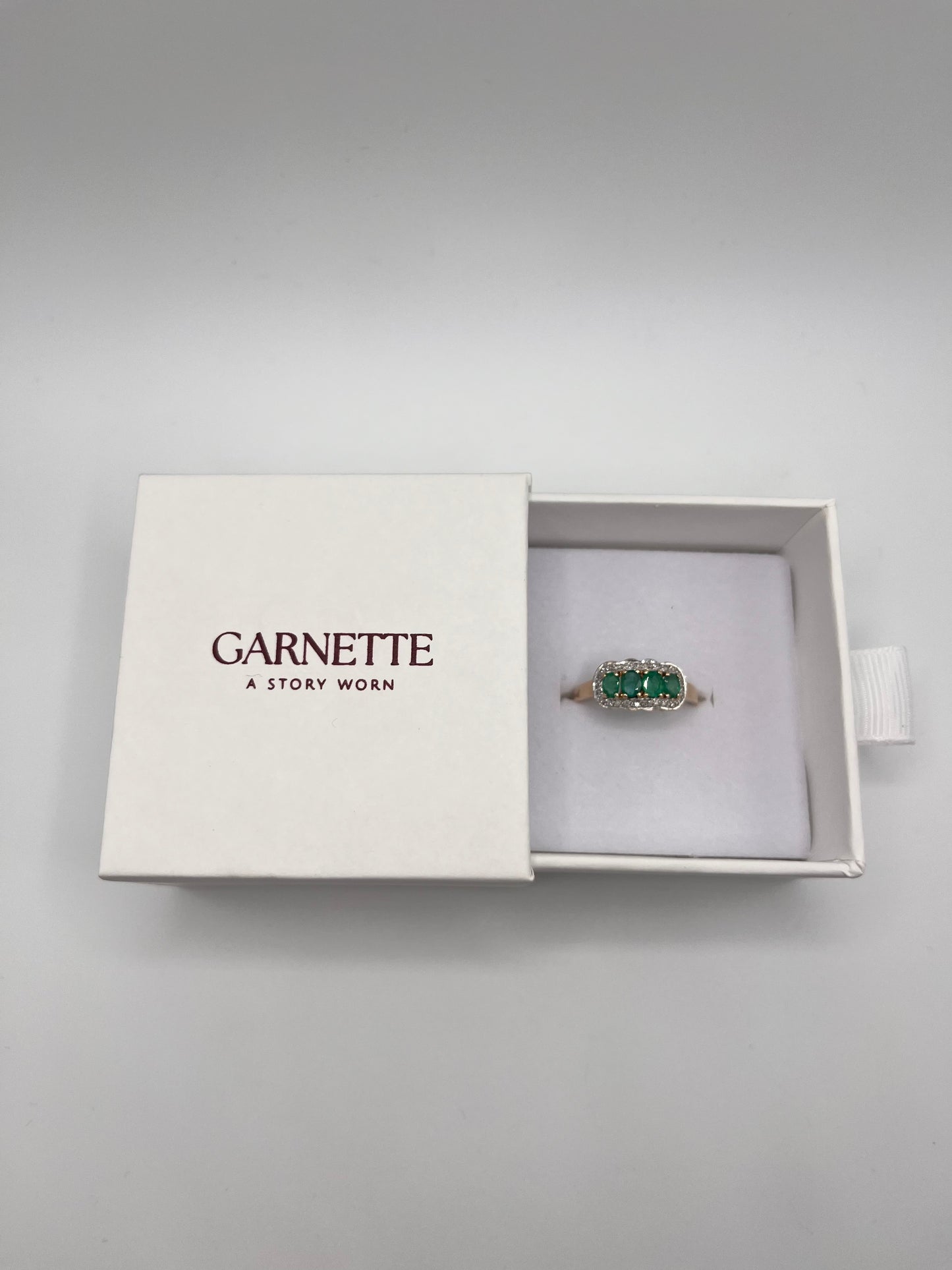 9ct Gold Emerald and Diamond Set Ring