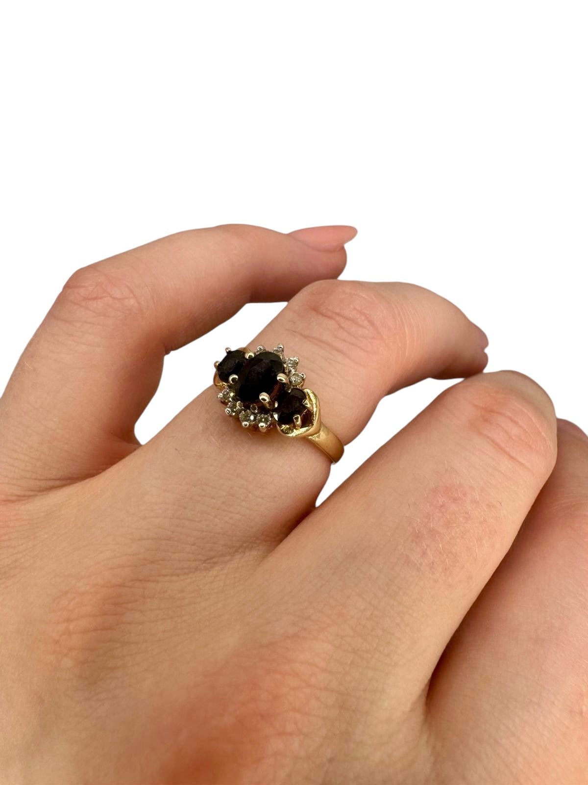 9ct Gold Sapphire and CZ ring