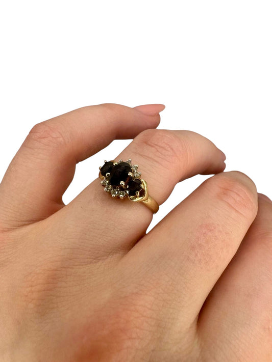 9ct Gold Sapphire and CZ ring