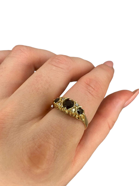 9ct Gold Sapphire and CZ ring