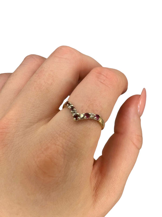 9ct Gold Ruby and CZ Ring