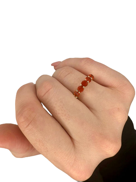 9ct Gold 5 Stone Orange Topaz Set Ring