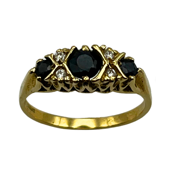 9ct Gold Sapphire and CZ ring