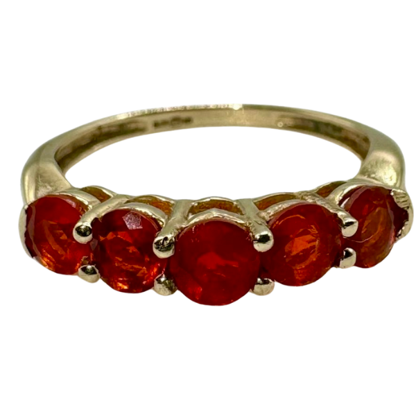 9ct Gold 5 Stone Orange Topaz Set Ring