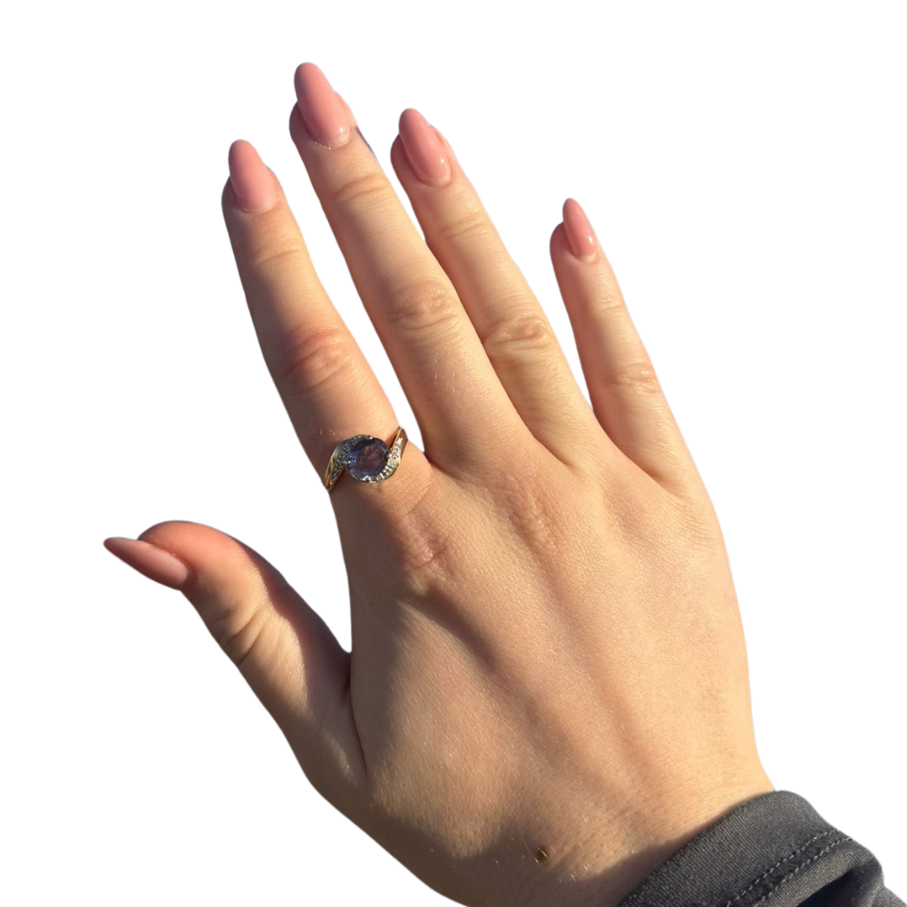 9ct Gold Tanzanite & Diamond Set Dress Ring